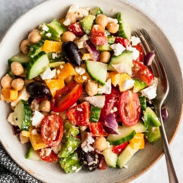 A beautiful Greek chickpea salad