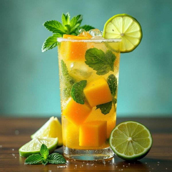 A refreshing mango mojito mocktail